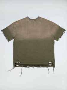 T-shirt décontracté surdimensionné en coton 100% lavé vert de haute qualité, style streetwear, effet usé, pour hommes - Product Image 1
