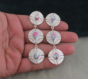 Boucles d'oreilles pendantes en argent sterling 925 avec pierres précieuses effet barbe à papa, multi-disques, superposées, de luxe, pour fiançailles, vente en gros, directement de l'usine - Product Image 2