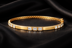 Octagon Three <b>Gemstone</b> <b>Bracelet</b> 925 Sterling Silver 18k Gold Plated Handmade Cuff Bangle <b>Bracelet</b> For Her - Product Image 6