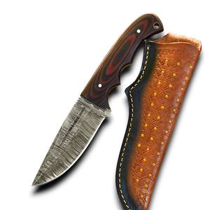 Cuchillo de Supervivencia Táctico para Exteriores, Cuchillo de Caza y Camping de Grado Industrial con Hoja Fija de Acero de Damasco Forjado a Mano, Punta Caída, G10 - Product Image 1