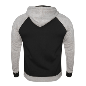 <b>Black</b> Grey Customized Winter Zipper Hoodie Cotton <b>Fleece</b> Regular Fit Casual Sleeves Solid Pattern Quick Dry Streetwear Men - Product Image 2