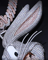 Bijoux Hip Hop personnalisés faits à la main en argent sterling 925 VVS Moissanite diamant glacé mignon lapin pendentif avec langue émaillée