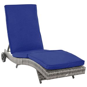 Adjustable Outdoor Wicker Chaise Lounge Chair Modern PE Rattan Design PE Rattan Aluminum <b>Plastic</b> Backrest <b>Wheels</b> for Hotels - Product Image 1