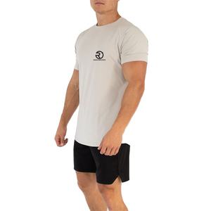 เสื้อยืดผู้ชายผ้าฝ้ายโพลีเอสเตอร์เนื้อแข็งสำหรับฟิตเนสยิมฟิตเนสยิมออกแบบได้ตามต้องการ - Product Image 3