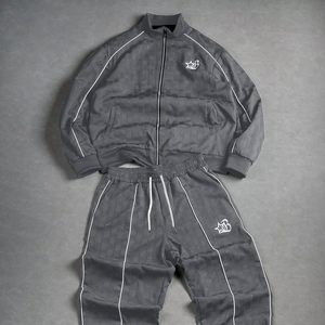 Ensemble de survêtement évasé pour jeunes hommes, respirant et léger en polyester/nylon, style streetwear, veste tendance - Product Image 1