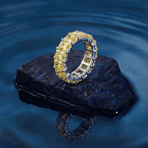lab grown <b>diamond</b> <b>ring</b> yellow <b>diamond</b> eternity band radiant cut full eternity <b>ring</b> luxury wedding band for women - Product Image 5