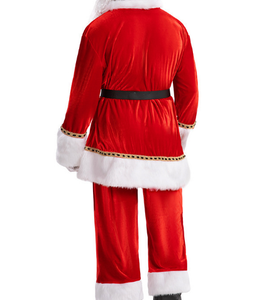 Men Santa Claus Costume Red Velvet With <b>White</b> <b>Fur</b> Trim Christmas Outfit Adult Size premium quality men santa claus costume - Product Image 3
