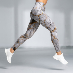 Leggings de Cintura Alta con Estampado de Tierra Agrietada, Tejido Elástico de Punto, Estilo Deportivo, para Todas las Temporadas - Product Image 3