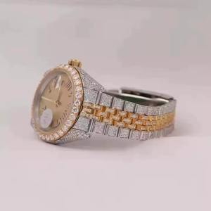 นาฬิกาข้อมือเพชรโมอิสซาไนต์สุดหรู  แบบยูนิเซ็กซ์  ขนาดปรับได้  ความใส VVS  ตัวเรือนสแตนเลสสตีล  งานฝีมือสไตล์ฮิปฮอป  กันน้ำ  แฟชั่น ETA - Product Image 2