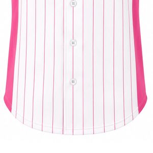 Pink White Baseball Jersey for Men Pinstripe Button Front Team Shirt Lightweight <b>Athletic</b> Sports Uniform Breathable Baseball - Product Image 3