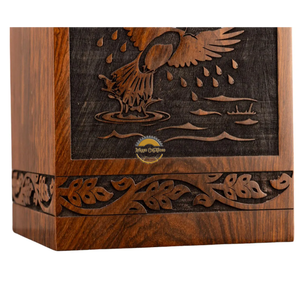 Handcrafted birds wave urn & Natural Wood Cremation Urn Blue Epoxy Ashes <b>Box</b> Artistic Funeral <b>Memorial</b> <b>Keepsake</b> by AYAANS - Product Image 3