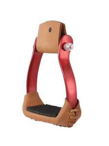 Étriers en cuir avec coussinet en caoutchouc noir pour l'équitation, cadre en aluminium durable, couleur beige, équipement d'équitation en cuir - Product Image 5