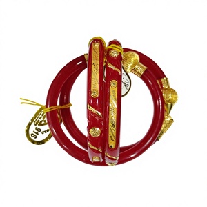 LISA JEWELLERS 22K Solid Gold Red Pola Bangle Bracelets Women Traditional Bengali Bridal Wedding Vintage Jewelry Authentic Pure - Product Image 1