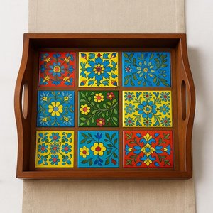 Bandeja de Servir Desechable de Madera Hecha a Mano con Nudos Rosas, Impresión Digital, Plato Ecológico para Bodas, para Uso Decorativo - Product Image 5