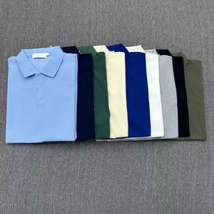 เสื้อโปโลแขนสั้นสีกรมท่าสำหรับผู้ชาย ผ้าคอตตอนปิเก้สีพื้น ระบายอากาศได้ดี สวมใส่สบาย ทรงปกติ ดีไซน์กระดุม - Product Image 5