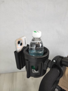 Support de tasse pliable ZX-250 et support de téléphone 3-en-1 avec pince ou sangle de fixation pour poussette ou vélo, installation facile - Product Image 3