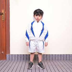 ชุดเซ็ตเสื้อแจ็คเก็ตกันลมไนลอนสีเหลืองดำสำหรับเด็ก พร้อมโลโก้สั่งทำพิเศษ สำหรับฤดูร้อน กิจกรรมกลางแจ้ง เสื้อฮู้ดดี้และกางเกงขาสั้นสำหรับเด็กผู้หญิง สไตล์ไฮสตรีท - Product Image 3