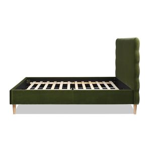 Letto matrimoniale moderno Stockholm con testiera ondulata in velluto verde oliva imbottito - Product Image 5
