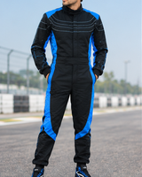 Combinaison de course pour homme, noire et bleue, manches longues, polyester respirant, imperméable, séchage rapide, couleurs contrastées, pour la moto et les courses automobiles
