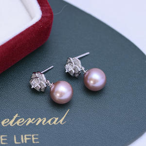 Edison Purple 9-10mm Freshwater <b>Pearl</b> <b>Dangle</b> <b>Earrings</b> S925 Silver with Strong Light Fine Flaws Popular Fashion for Women - Product Image 3