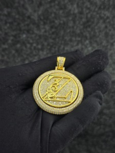 Iced Out Gold Plated Baguette Cut Moissanite <b>Clock</b> Pendant With <b>Roman</b> Numerals Rapper Bling Hip Hop Men's Charms Fashion Jewelry - Product Image 6
