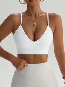 Wireless High <b>Support</b> Sport Bra Textured Fitness <b>Top</b> Shockproof Push Bralette Spaghetti Strap Activewear Training <b>Crop</b> Front - Product Image 1