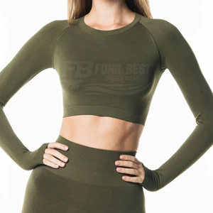 Ensemble 2 pièces sans couture pour femme, personnalisé, vente en gros, séchage rapide, t-shirt de sport sans manches, col rond, coupe ajustée, pour yoga, entraînement, gym, longueur intégrale - Product Image 5