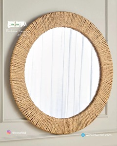 <b>Round</b> Seagrass Nordic Wall <b>Mirror</b> Handmade Woven Decorative Hanging <b>Mirror</b> for Living Room Bedroom Entryway <b>Bathroom</b> - Product Image 1