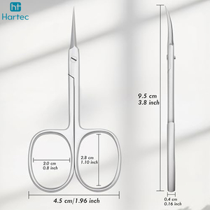 Ciseaux à cuticules avec logo personnalisé, ensemble d'outils professionnels avec étui en cuir, ciseaux à manucure en acier inoxydable courbés avec manche en acier - Product Image 5