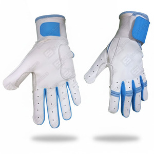 Gants de baseball en cuir bleu et blanc sur mesure professionnels manchette longue avec caractéristique réglable nouvelle conception gants de frappe - Product Image 1