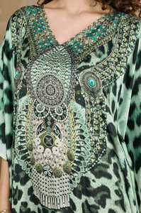 Hot Sale Designer Turkish Style <b>Kaftan</b> Women Polyester Handmade Batwing Sleeves V Neck Regular Fit Flared Hem Spring/Autumn - Product Image 4