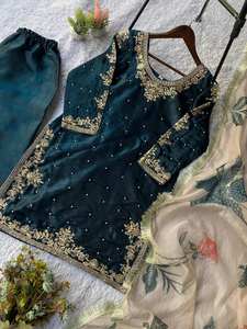 Ensemble palazzo en soie GMY de qualité supérieure avec broderie à sequins et dupatta en organza - Product Image 2