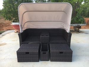 DS00024 Modern Square <b>Sun</b> <b>Lounger</b> Outdoor Rattan Sofa Bed Polyester <b>Cushion</b> Steel Entry Courtyard Hotels Villas - Product Image 3