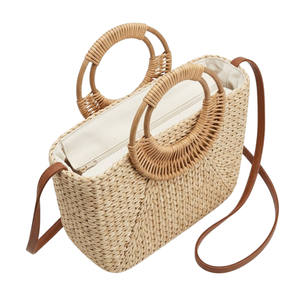 Sacs à main en paille de créateur pour femmes, sacs fourre-tout en paille avec poignée, vente en gros - Product Image 1