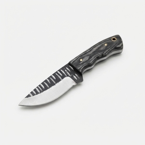 Couteau à lame fixe forgé à la main, manche en bois Pakka noir, couteau de chasse, de bushcraft, de camping, EDC, couteau utilitaire d'extérieur - Product Image 1