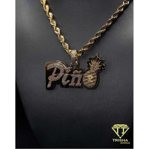 Personalized Pineapple <b>Name</b> Pendant VVS Moissanite 925 Silver Gold Plated <b>Necklace</b> <b>Custom</b> Hip Hop Jewelry Trisha Jewels GIA - Product Image 4