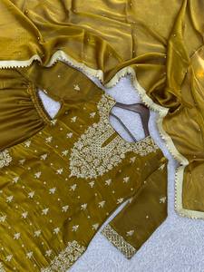 Hand Embroidered Heavy Embroidery Silk Salwar Kameez Set for Women Traditional Indian Outfit Micro Cotton Wedding Party Wear - Product Image 5