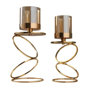 Luxury Look <b>Black</b> Iron Candle Stand with Clear Glass Holder and Heat Resistant Design for Home Decoration Candle Holder - Product Image 1