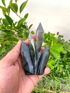 Pirámide de Cristal de Ágata Negra Tallada a Mano, Piedra Curativa para el Día de San Valentín, Recuerdo, Fabricante OEM ODM - Product Image 3