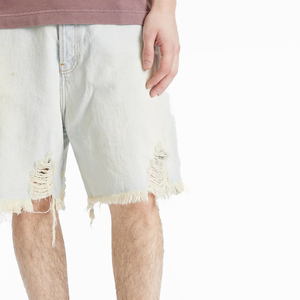 Men's Distressed <b>Denim</b> <b>Shorts</b> <b>Ripped</b> Straight Leg Mid Waist Casual Summer <b>White</b> Cotton Jorts - Product Image 4