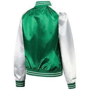 Meilleure Veste de Baseball Varsity Personnalisée en Satin Fin Vert et Argenté, Broderie Lettrée pour Lycée, Vente en Gros - Product Image 3