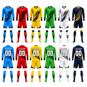 Ensemble de maillot et short de football personnalisés pour hommes, manches longues, sublimés, séchage rapide, respirants, kit d'équipe personnalisé, vente en gros OEM - Product Image 2