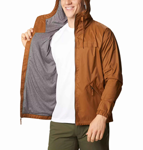 Veste coupe-vent en toile imperméable pour homme, grande taille, avec col montant, logo personnalisé, à capuche et respirante pour la randonnée et la pêche - Product Image 3