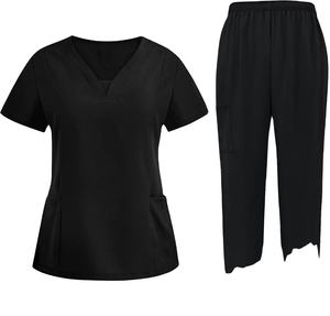 Conjunto de Uniformes Médicos Profesionales con Blusa de Cuello en V y Pantalones Jogger para Personal Médico 2026 - Product Image 1