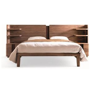 Midcentury Teak Wood <b>Platform</b> <b>Bed</b> Elegant Wooden Bedroom Set with Shelf - Product Image 1