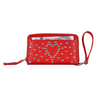Dompet Kulit Asli Wanita Berdetail Stud RFID, Dompet Lipat dengan Ritsleting, Tempat Kartu, Logo Custom Tersedia, Grosir Partai Besar
