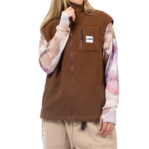Premium Sherpa Fleece Vest Brown Women Sleeveless Zip Warm Cozy Sustainable OEM Custom Streetwear Outdoor Gilet - Product Image 1
