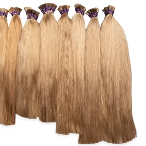 Cabello Humano Rubio Natural Liso 100% Remy Virgen a Granel Largo Doble Trama 100% Densidad Tamaño Personalizado - Product Image 4