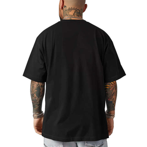 T-shirt homme surdimensionné bleu uni à manches courtes et col rond, 100 % coton jersey tricoté, coupe décontractée, longueur standard, coton épais - Product Image 2