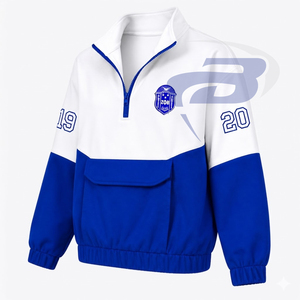 Sweat-shirt à demi-zip Zeta Phi Beta Sorority, bleu et blanc, design color block avec poche, unisexe, coupe classique, sweat-shirt d'automne - Product Image 2